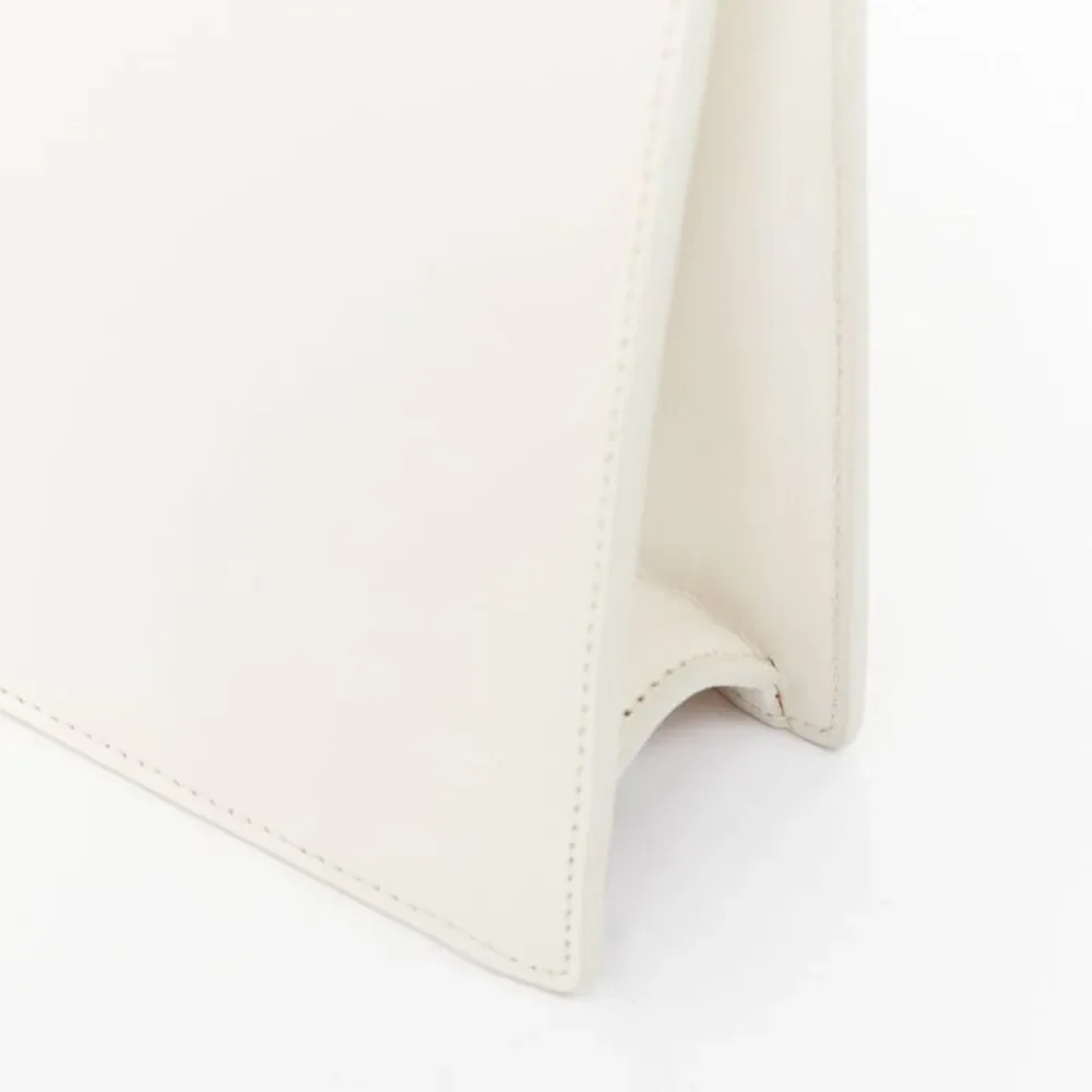 Saint Laurent Lutetia Gold Bar White Leather Clutch Bag